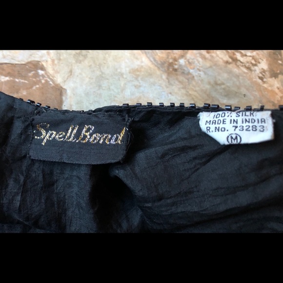 Vintage 100% silk black sequin tank top - Picture 3 of 8